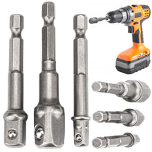 Laden Sie das Bild in den Galerie-Viewer, 3tlg Adaptersatz Stecknuss Bit Verlängerung Adapter Stecknusshalter 1/4 3/8 1/2