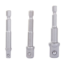 Laden Sie das Bild in den Galerie-Viewer, 3tlg Adaptersatz Stecknuss Bit Verlängerung Adapter Stecknusshalter 1/4 3/8 1/2