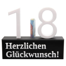 Laden Sie das Bild in den Galerie-Viewer, 18. Geburtstag Geschenk Jubiläum 18 Hochzeit Geschenkidee Zahlenständer Achtzehn