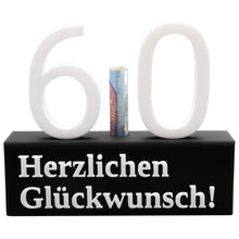 Laden Sie das Bild in den Galerie-Viewer, 60. Geburtstag Geschenk Jubiläum 60 Hochzeit Geschenkidee Zahlenständer Sechzig