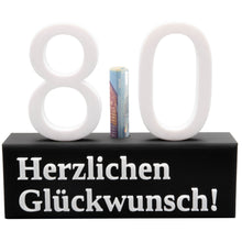 Laden Sie das Bild in den Galerie-Viewer, 80. Geburtstag Geschenk Jubiläum 80 Hochzeit Geschenkidee Zahlenständer Achtzig