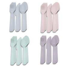 Laden Sie das Bild in den Galerie-Viewer, Besteck Mehrweg Party Camping Gabel Messer Löffel Kunststoff Plastik Set