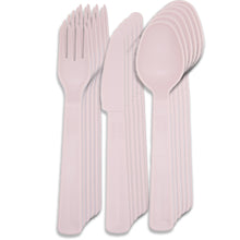 Laden Sie das Bild in den Galerie-Viewer, Besteck Mehrweg Party Camping Gabel Messer Löffel Kunststoff Plastik Set