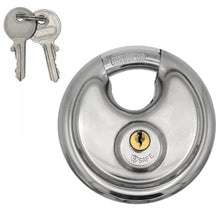 Laden Sie das Bild in den Galerie-Viewer, Vorhängeschloss Diskusschloss Rundschloss Edelstahl Anhänger Rund 60 / 70 / 80 / 90 mm