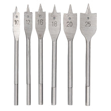 Laden Sie das Bild in den Galerie-Viewer, 6tlg Flachbohrer Flachfräsbohre Holzbohrer Flachholzbohrer Flachfräser Bohrer