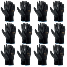 Laden Sie das Bild in den Galerie-Viewer, 12x Arbeitshandschuhe Mechanikerhandschuhe Gartenhandschuhe Schutzhandschuhe Schwarz