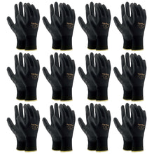 Laden Sie das Bild in den Galerie-Viewer, 12x Arbeitshandschuhe Mechanikerhandschuhe Gartenhandschuhe Schutzhandschuhe Schwarz