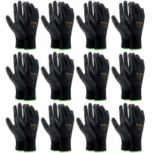 Laden Sie das Bild in den Galerie-Viewer, 12x Arbeitshandschuhe Mechanikerhandschuhe Gartenhandschuhe Schutzhandschuhe Schwarz