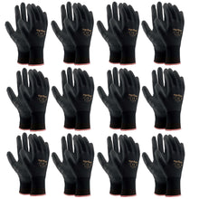 Laden Sie das Bild in den Galerie-Viewer, 12x Arbeitshandschuhe Mechanikerhandschuhe Gartenhandschuhe Schutzhandschuhe Schwarz
