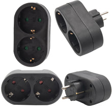 Laden Sie das Bild in den Galerie-Viewer, Doppelstecker Steckdosenleiste Mehrfachsteckdose Doppelsteckdose Schuko Schwarz