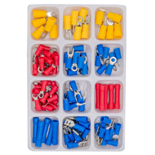 Laden Sie das Bild in den Galerie-Viewer, Kabelschuh Ringkabelschuh 100 tlg Flachkabelschuh Gabelkabelschuh Verbinder Stecker