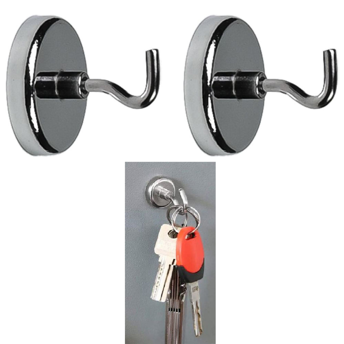 4x Magnethaken Extra Stark - 12cm Schwarz - Für Metallflächen In Küche, Garage & Büro