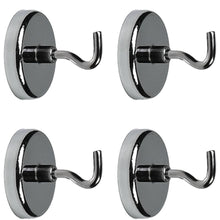 Laden Sie das Bild in den Galerie-Viewer, 4x Magnethaken Topfmagnet Magnet Haken Hakenmagnet Gewinde M4 Stark 12 kg Set