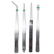 Laden Sie das Bild in den Galerie-Viewer, Pinzetten Set 4 Stk Flachpinzette Kreuzpinzette Spitzpinzette Modellbau Basteln
