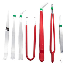 Laden Sie das Bild in den Galerie-Viewer, 7 tlg Pinzetten Set Feinmechaniker Präzision Modelbau Hobby Basteln Werkzeug Set