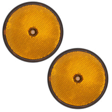 Laden Sie das Bild in den Galerie-Viewer, 2x Reflektor Anhänger 85mm Orange Rund Seitenstraher Wohnwagen PKW Katzenauge
