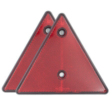 Laden Sie das Bild in den Galerie-Viewer, 2x Rückstrahler Reflektor Anhänger Rot Dreieck Katzenauge Pkw Lkw Wohnwagen Set