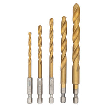 Laden Sie das Bild in den Galerie-Viewer, Metallbohrer Spiralbohrer Titan Bohrersatz Bit 5 tlg Bohrer Sechskantschaft HSS