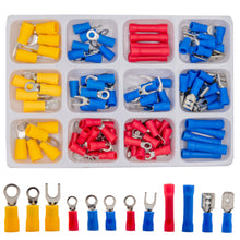 Laden Sie das Bild in den Galerie-Viewer, Kabelschuh Ringkabelschuh 100 tlg Flachkabelschuh Gabelkabelschuh Verbinder Stecker