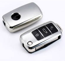 Laden Sie das Bild in den Galerie-Viewer, Autoschlüsselhülle Premium Schutzhülle Schlüssel Hülle Hochglanz VW Skoda Seat