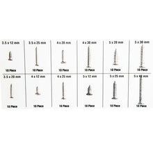 Laden Sie das Bild in den Galerie-Viewer, Holzschrauben Schrauben Spanplatten Vollgewinde Kreuzschlitz Senkkopf Set 120tlg