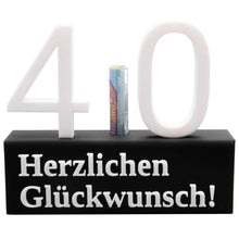 Laden Sie das Bild in den Galerie-Viewer, 40. Geburtstag Geschenk Jubiläum 40 Hochzeit Geschenkidee Zahlenständer Vierzig
