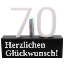 Laden Sie das Bild in den Galerie-Viewer, 70. Geburtstag Geschenk Jubiläum 70 Hochzeit Geschenkidee Zahlenständer Siebzig
