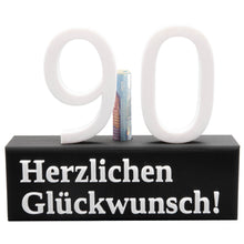 Laden Sie das Bild in den Galerie-Viewer, 90. Geburtstag Geschenk Jubiläum 90 Hochzeit Geschenkidee Zahlenständer Neunzig
