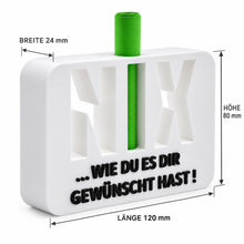 Laden Sie das Bild in den Galerie-Viewer, NIX Geldscheinhalter – lustiges Geldgeschenk mit Spruch
