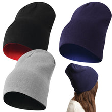 Laden Sie das Bild in den Galerie-Viewer, Mütze Wintermütze Beanie Wendemütze Freizeitmütze Damen Herren Unisex Wende Set
