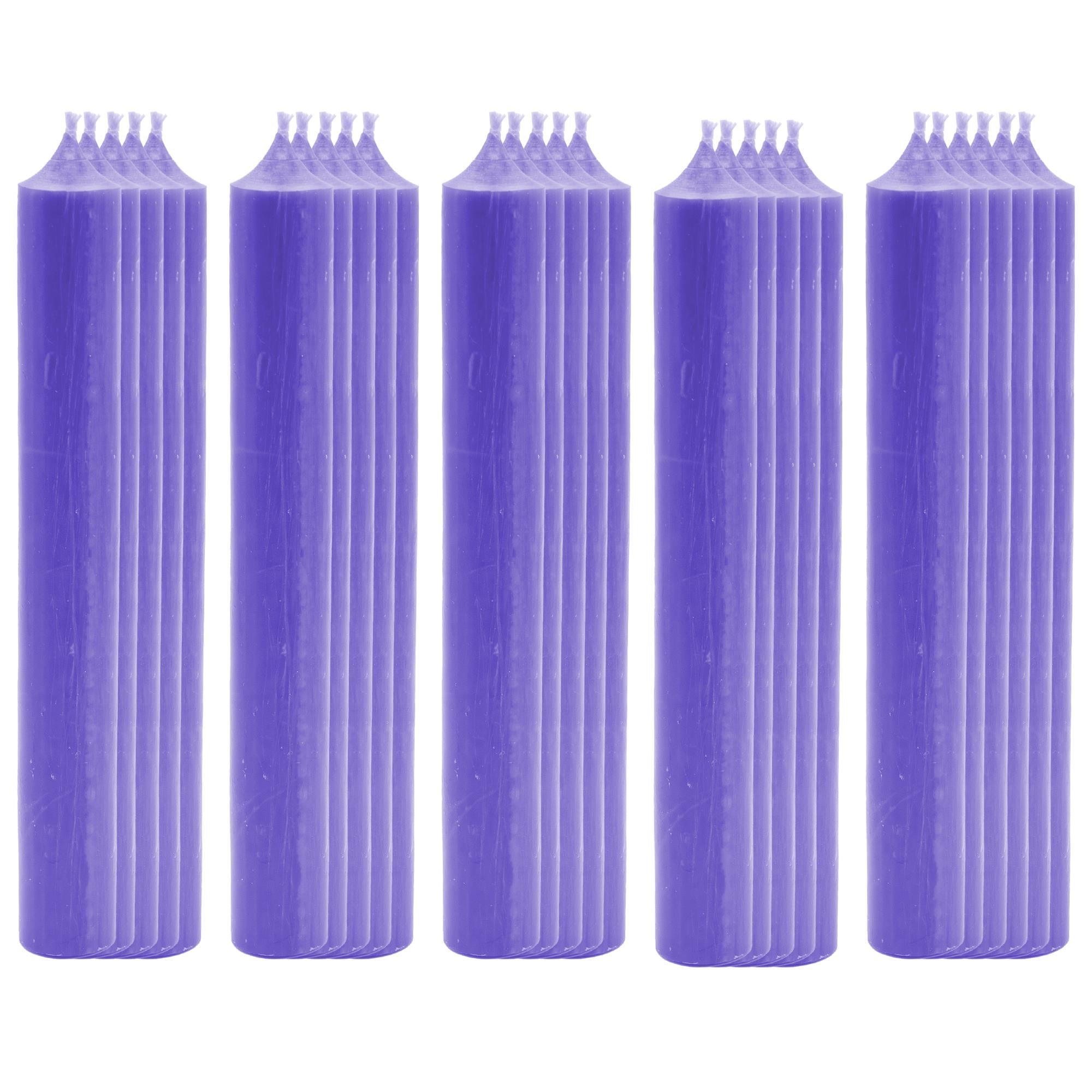 Hyoola Stabkerzen Lila - 25 Cm, Tropffrei, Lange Brenndauer 8 Stunden, 12er Pack