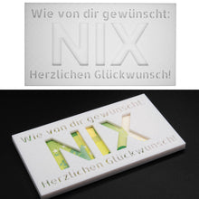 Laden Sie das Bild in den Galerie-Viewer, Geldgeschenk NIX Nichts Geschenkidee Geschenk Geburtstag Geldscheingeschenk
