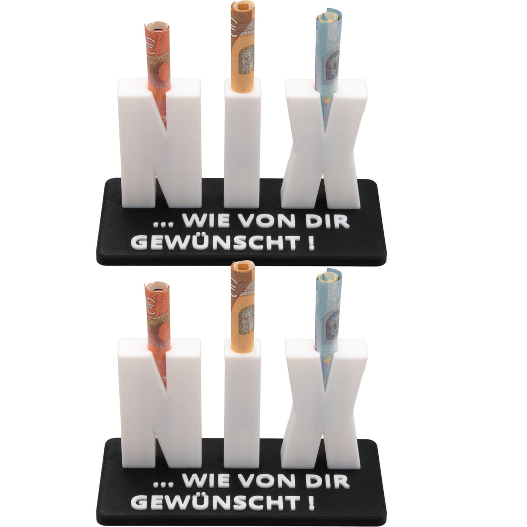 2x Geldgeschenk NIX Nichts Geschenk Geburtstag Geschenkidee Geldscheingeschenk