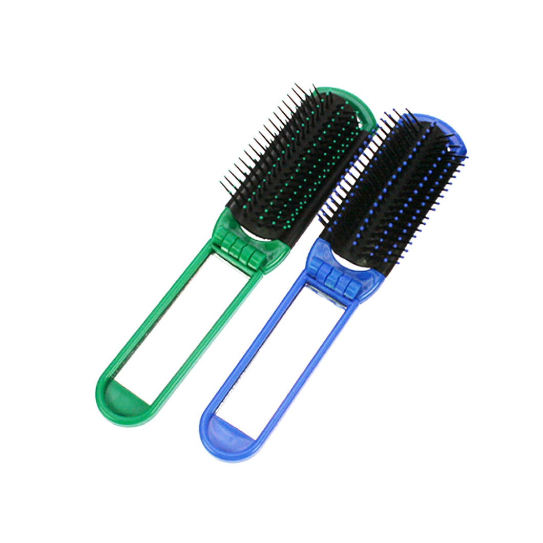 Haarbürste 2 Stück Kamm Bürste mit Spiegel klappbar Grün & Blau Reisen Unterwegs