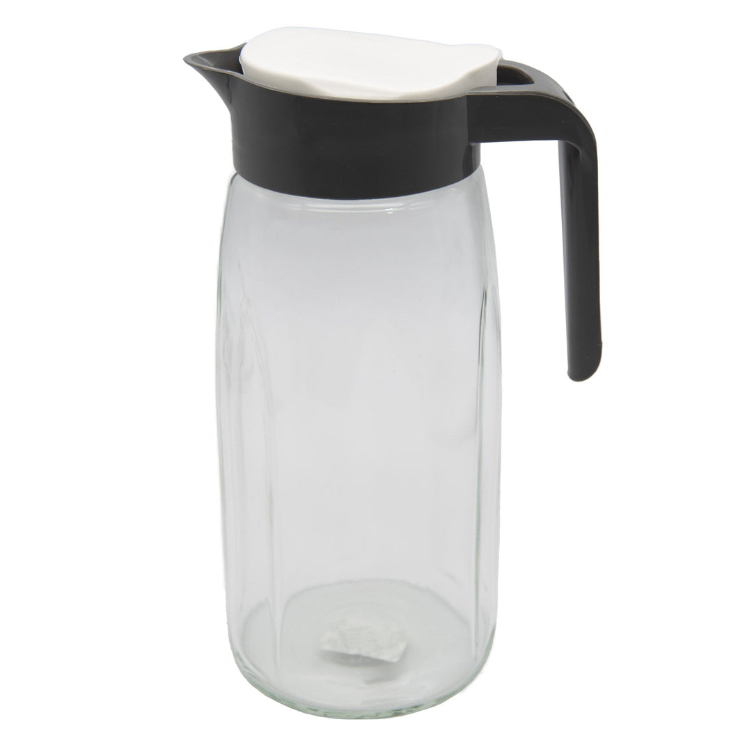 Glaskaraffe Glas Karaffe Krug 1,45L Wasserkaraffe Deckel Glaskrug Kann –