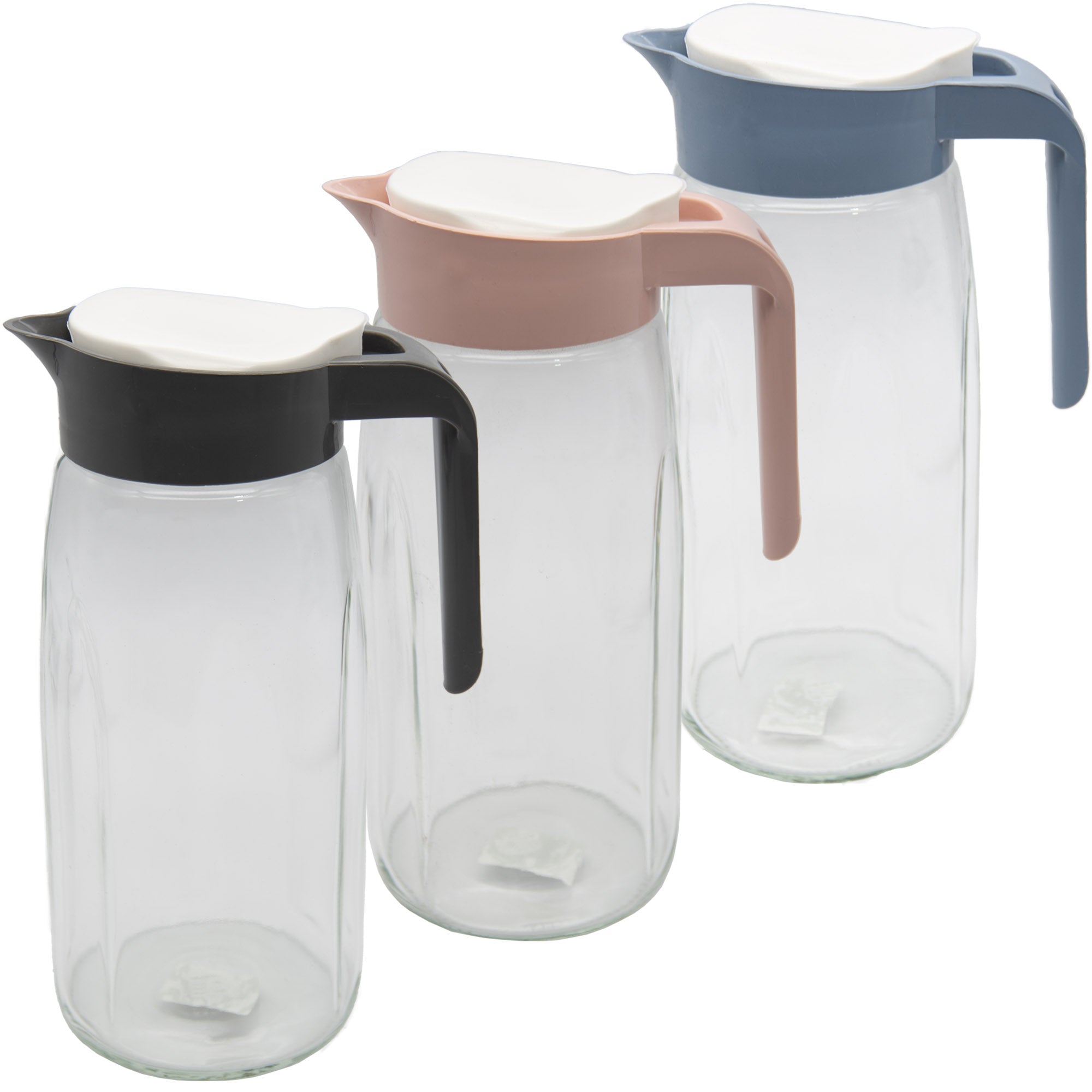 Glaskaraffe Glas Karaffe Krug 1,45L Wasserkaraffe Deckel Glaskrug Kann –