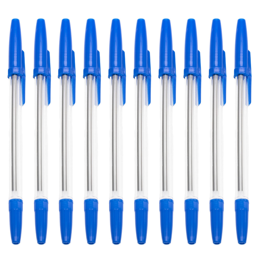 Kugelschreiber 10er Set Kuli Schreibstift mit Kappe Stift Schreiben Blau Schreiber