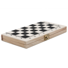 Laden Sie das Bild in den Galerie-Viewer, Schach Schachbrett Holz Schachspiel klappbares Brett Holzbox Reiseschach
