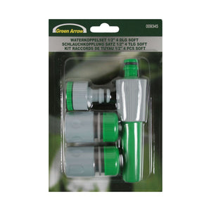 Gartenschlauch Adapter Aufsatz Set 4 tlg Wasserspritze Schlauchverbindung grün