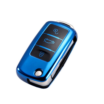 HIBEYO Smart Autoschlüssel Hülle passt für VW Golf 7 Mk7 Polo Skoda Skoda  Rapid Spaceback Seat Schlüsselhülle Schutzhülle Schlüssel Gehäuse  Fernbedienung Autozubehör mit Leder Schlüsselanhänger-Blau : :  Auto & Motorrad